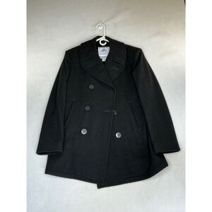 DSCP Quarterdeck Collection US Black Pea Coat Wool Double Breasted 40R